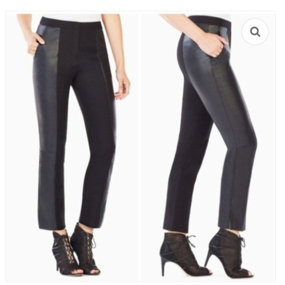 BCBGMaxAzria Brennan Faux Leather Blocked Trouser Size L